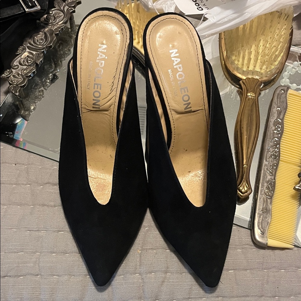 Napoleoni Women's Black Suede  Heels